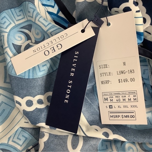 Silver Stone Geo Collection Long Sleeve Men’s Modern Fit Dress Shirt New - Picture 6 of 6